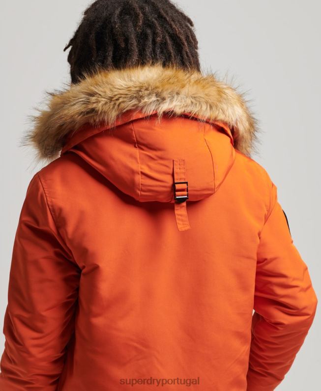 parka de pele sintética everest com capuz homens laranja roupas Superdry 2208H1004