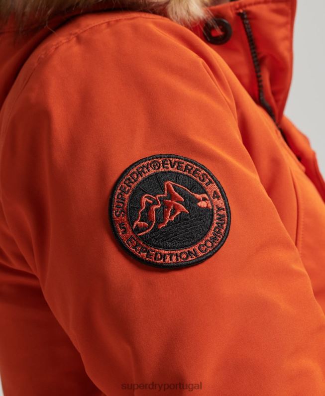 parka de pele sintética everest com capuz homens laranja roupas Superdry 2208H1004