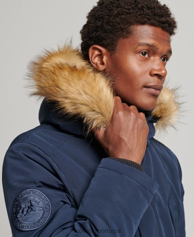 parka de pele sintética everest com capuz homens marinha roupas Superdry 2208H1005