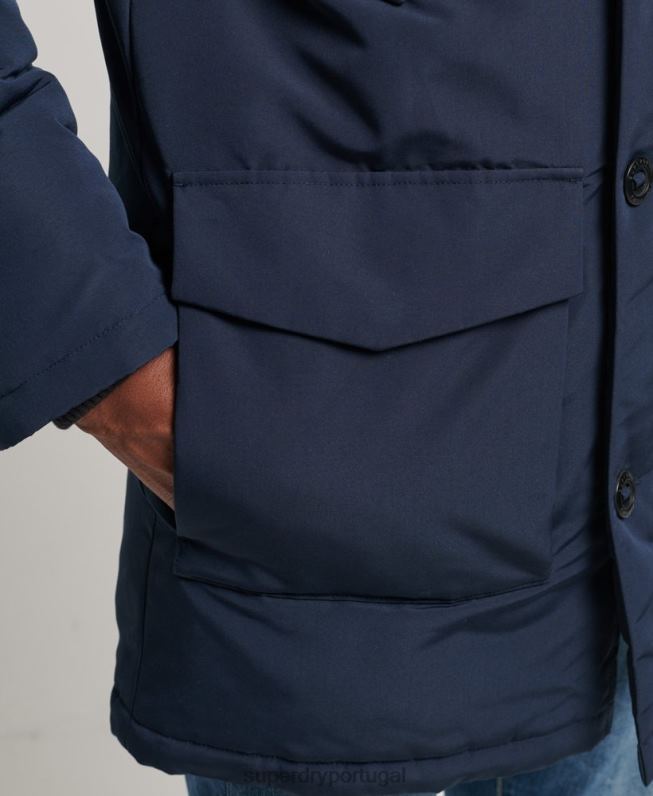 parka de pele sintética everest com capuz homens marinha roupas Superdry 2208H1005