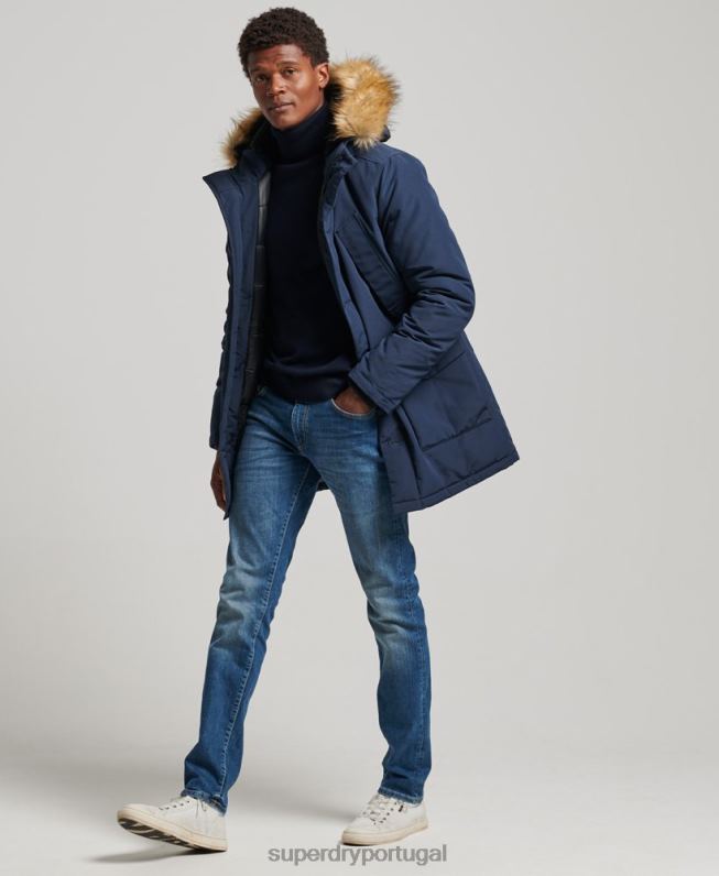 parka de pele sintética everest com capuz homens marinha roupas Superdry 2208H1005