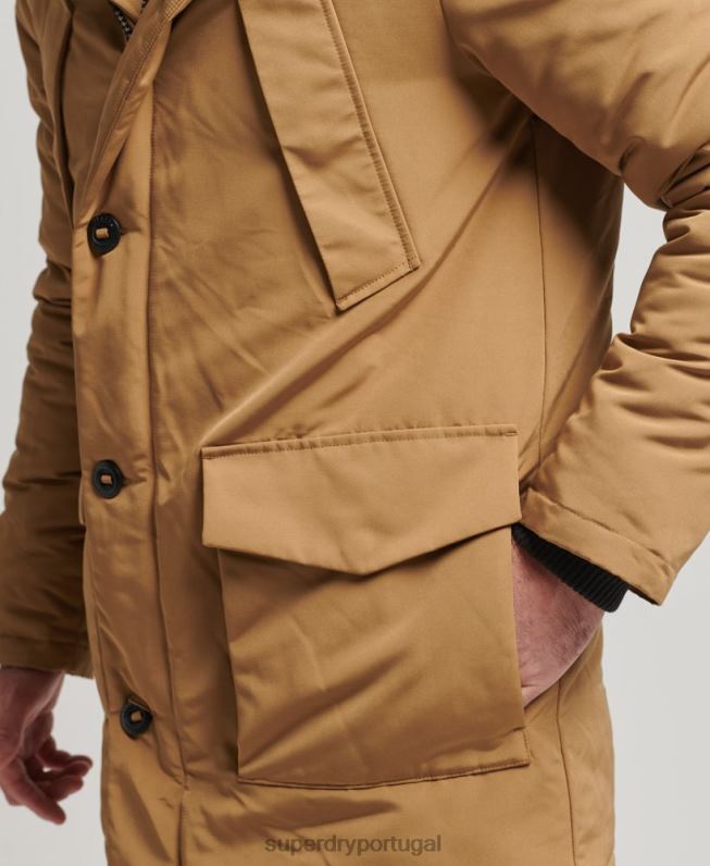 parka de pele sintética everest com capuz homens marrom roupas Superdry 2208H1008