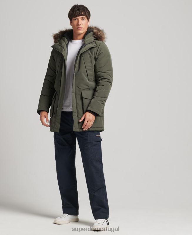 parka de pele sintética everest com capuz homens verde roupas Superdry 2208H1006