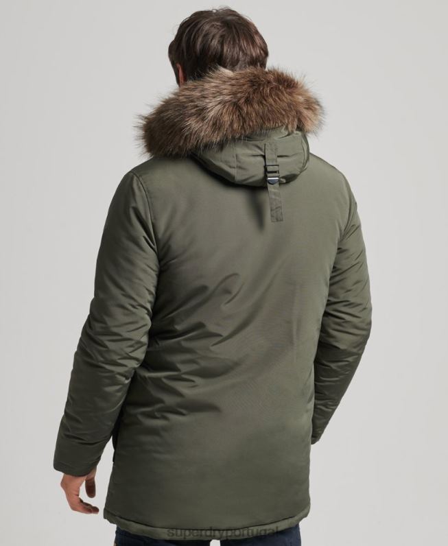 parka de pele sintética everest com capuz homens verde roupas Superdry 2208H1006