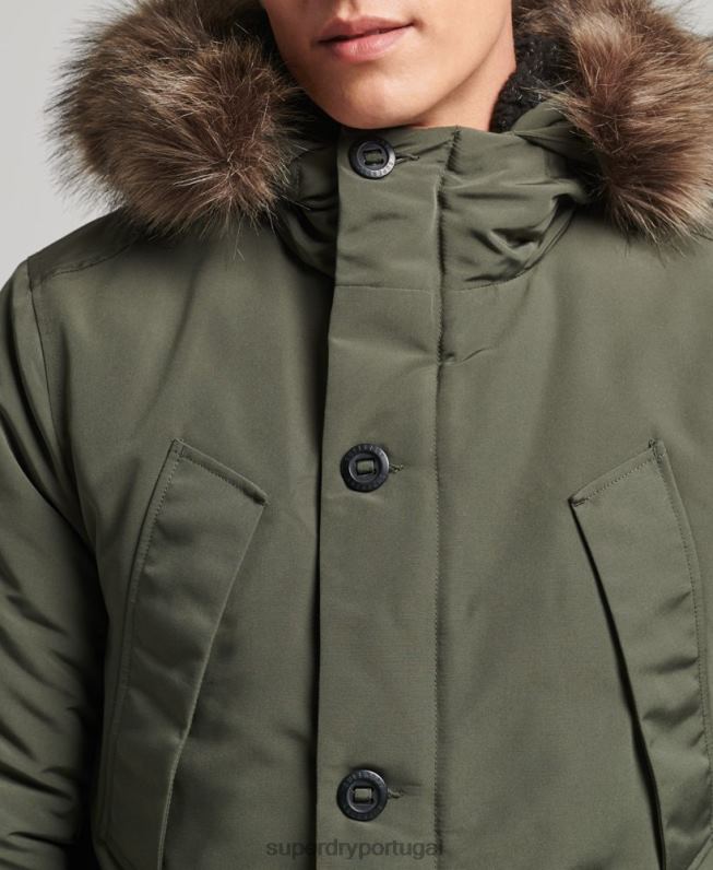 parka de pele sintética everest com capuz homens verde roupas Superdry 2208H1006