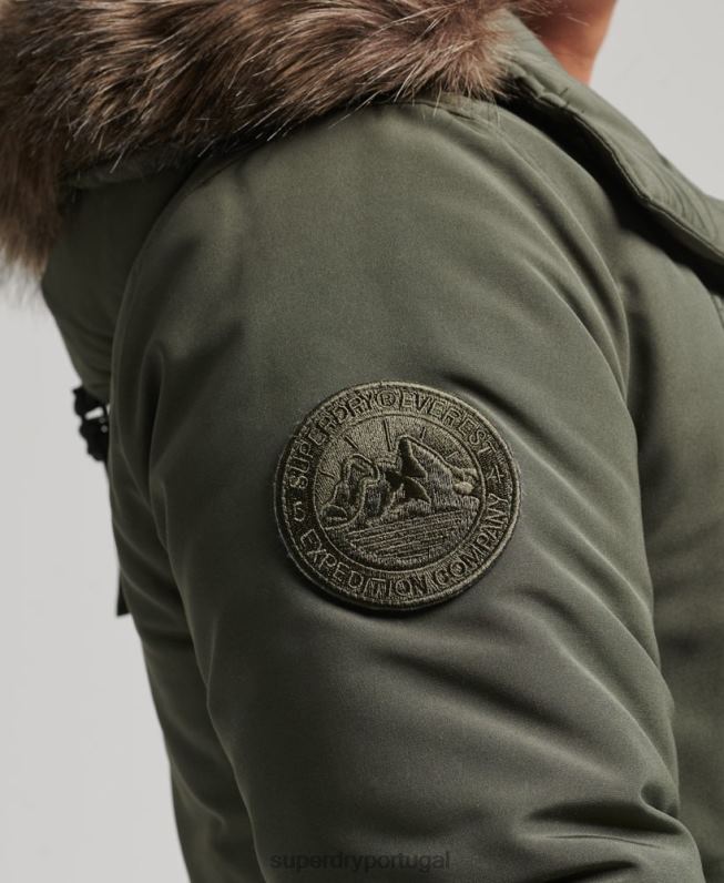parka de pele sintética everest com capuz homens verde roupas Superdry 2208H1006