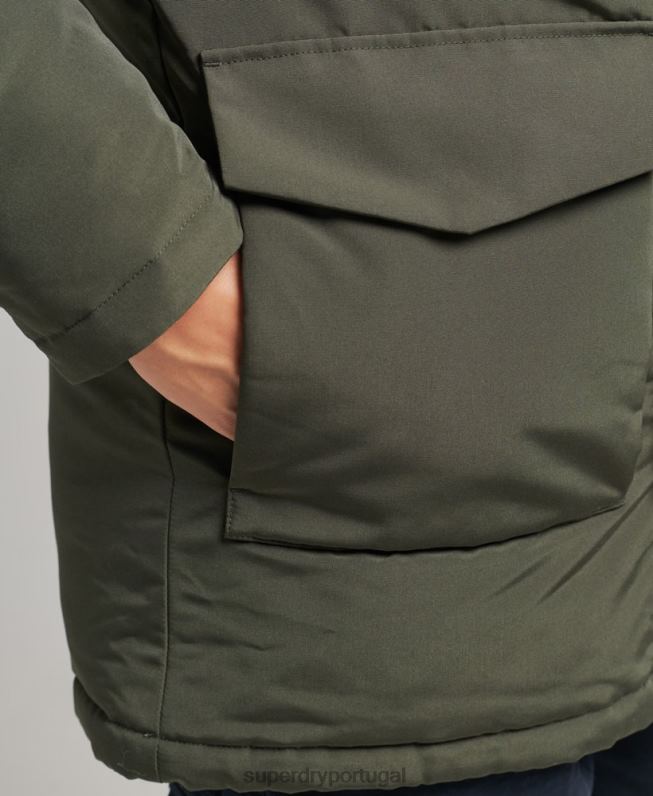 parka de pele sintética everest com capuz homens verde roupas Superdry 2208H1006