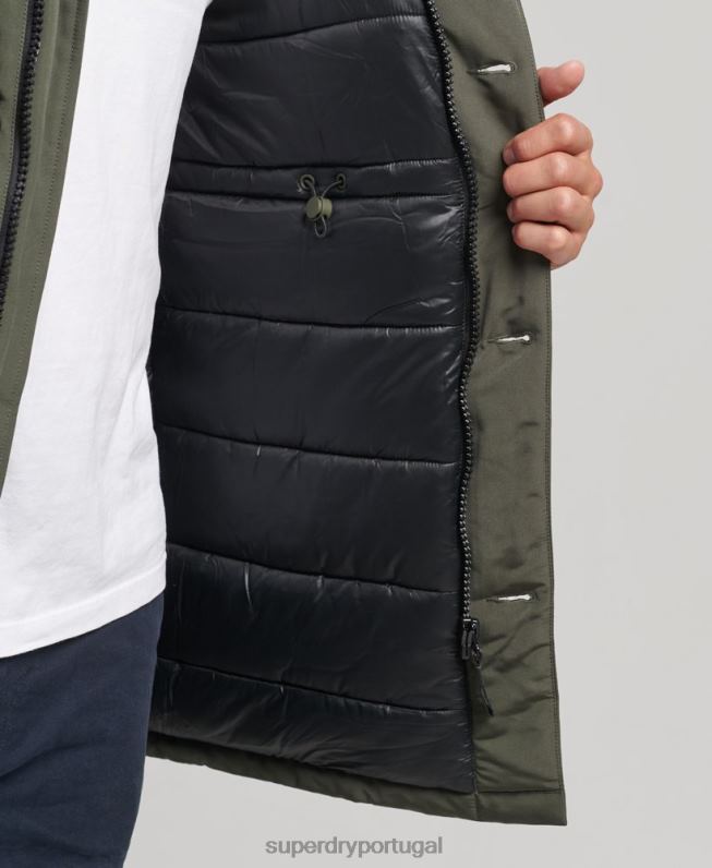 parka de pele sintética everest com capuz homens verde roupas Superdry 2208H1006