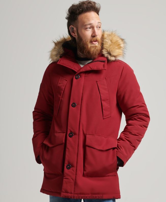 parka de pele sintética everest com capuz homens vermelho roupas Superdry 2208H1061
