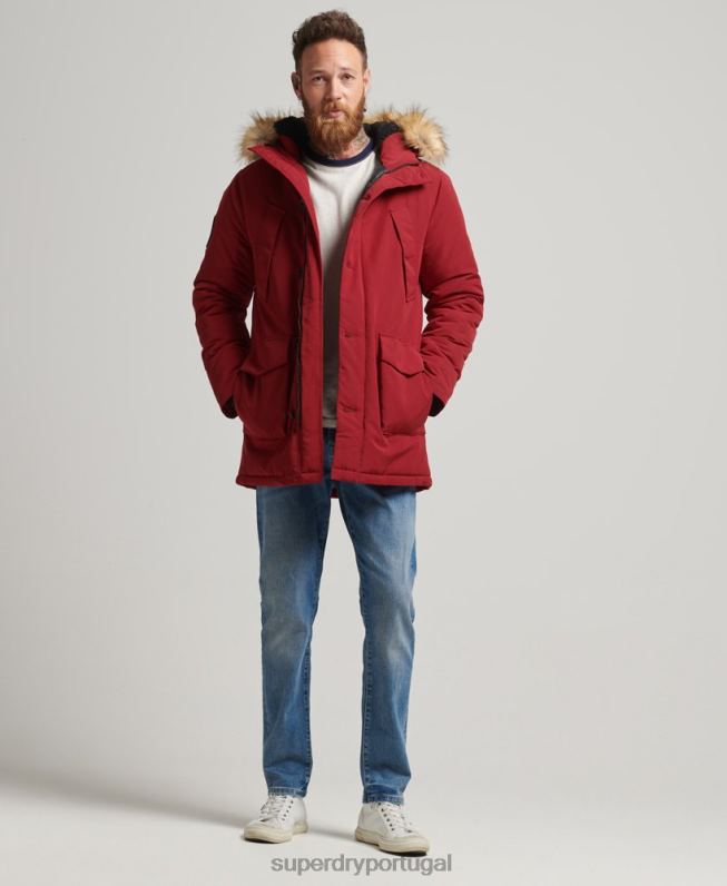 parka de pele sintética everest com capuz homens vermelho roupas Superdry 2208H1061