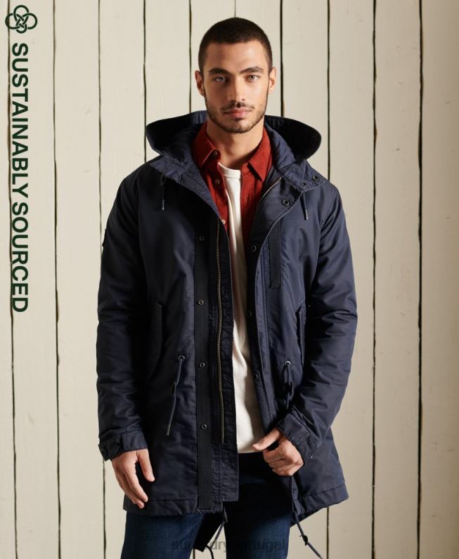 parka rabo de peixe militar homens azul roupas Superdry 2208H4680