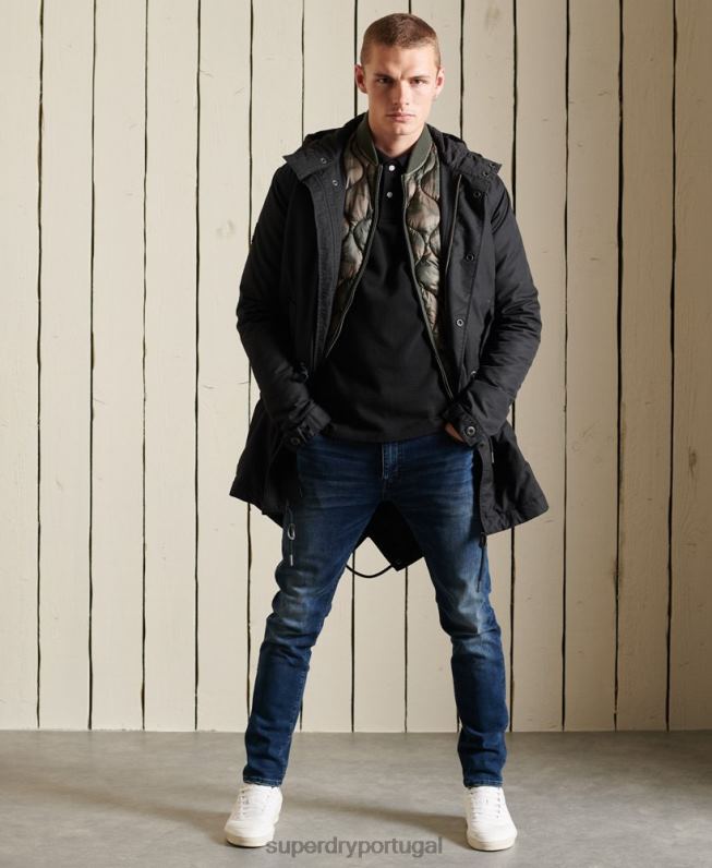 parka rabo de peixe militar homens cinza escuro roupas Superdry 2208H4687