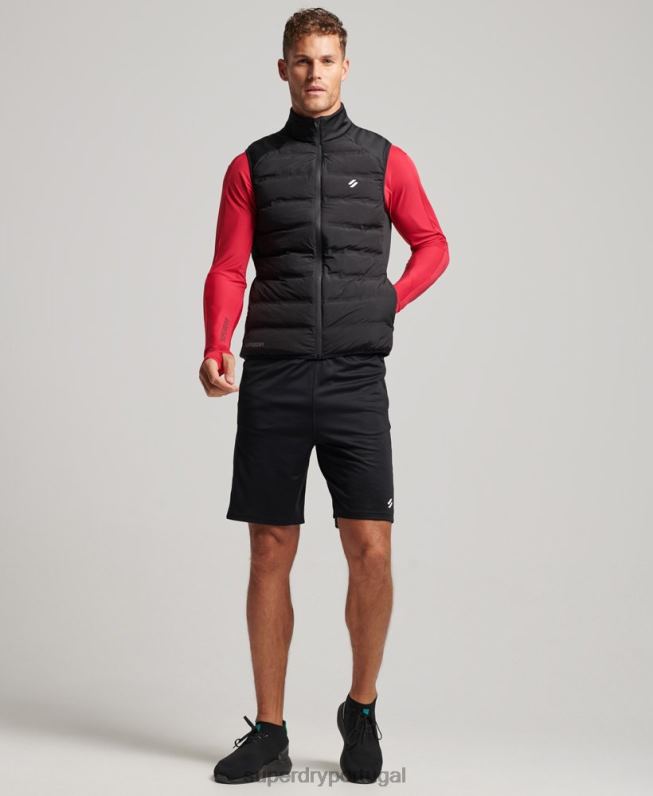 run colete acolchoado híbrido homens preto roupas Superdry 2208H1133