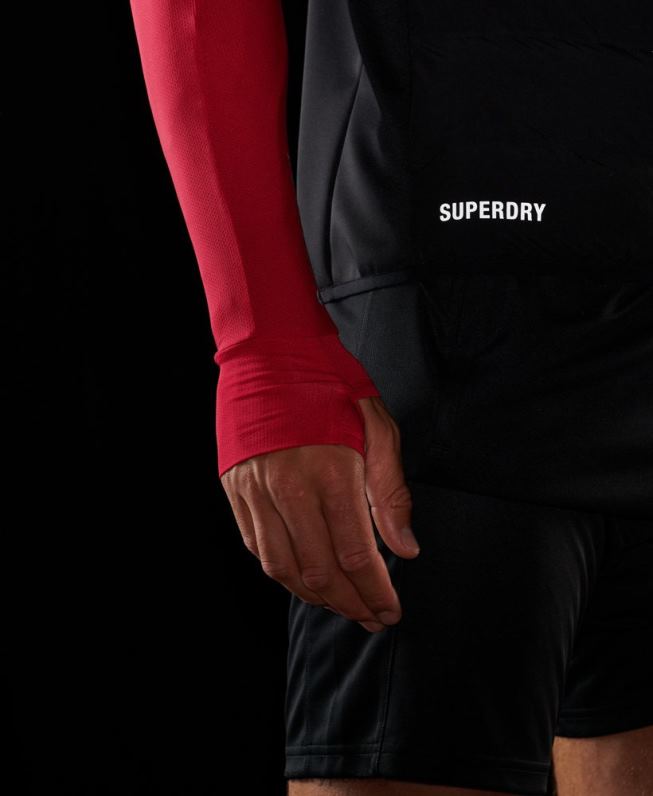run colete acolchoado híbrido homens preto roupas Superdry 2208H1133