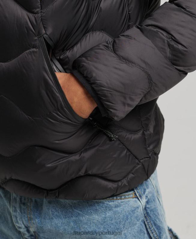 xpd jaqueta acolchoada homens preto roupas Superdry 2208H4778