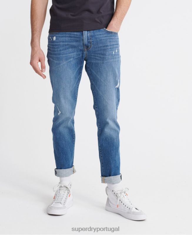 03 jeans tyler slim homens azul claro roupas Superdry 2208H1235