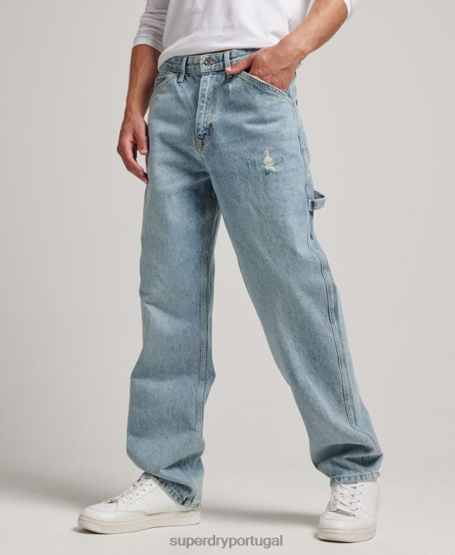 jeans de carpinteiro de algodão orgânico homens azul claro roupas Superdry 2208H1211