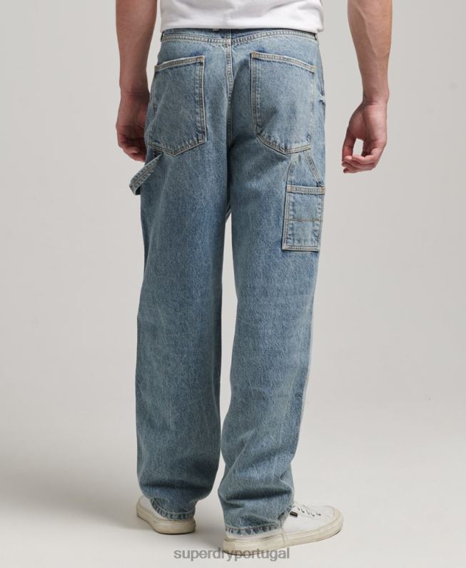 jeans de carpinteiro de algodão orgânico homens azul claro roupas Superdry 2208H1226