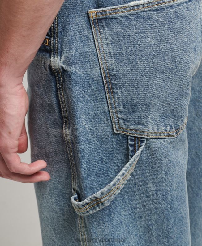 jeans de carpinteiro de algodão orgânico homens azul claro roupas Superdry 2208H1226