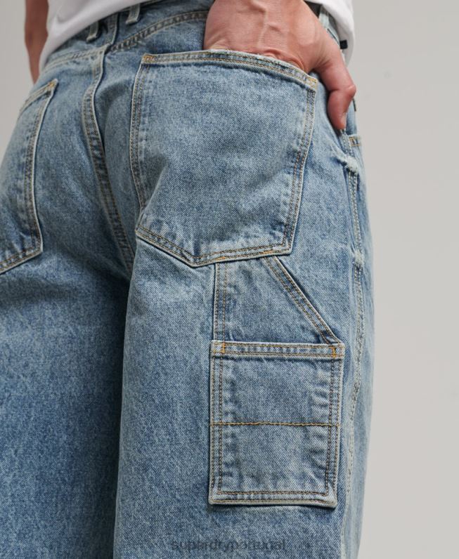 jeans de carpinteiro de algodão orgânico homens azul claro roupas Superdry 2208H1226
