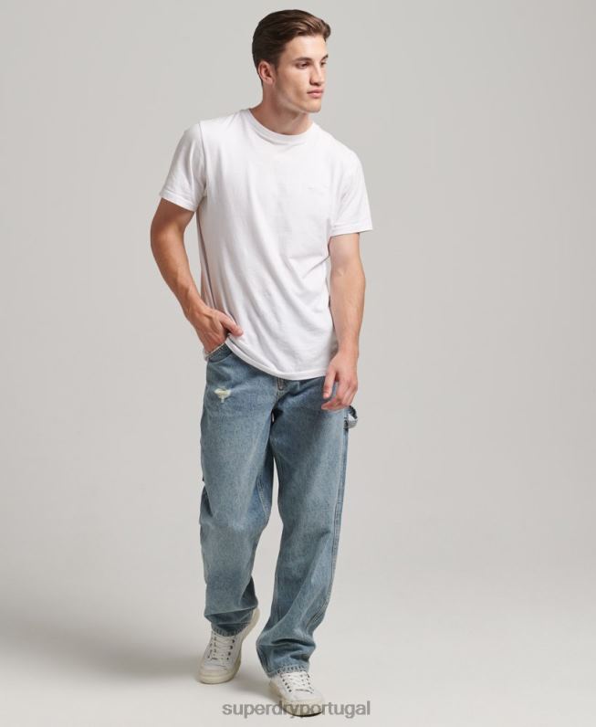 jeans de carpinteiro de algodão orgânico homens azul claro roupas Superdry 2208H1226
