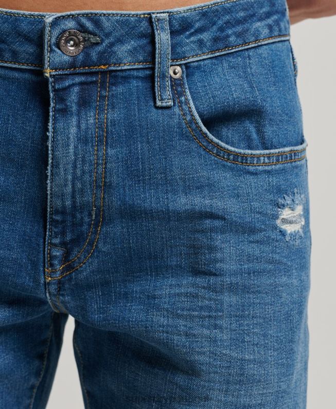 jeans finos de algodão orgânico homens azul claro roupas Superdry 2208H1220
