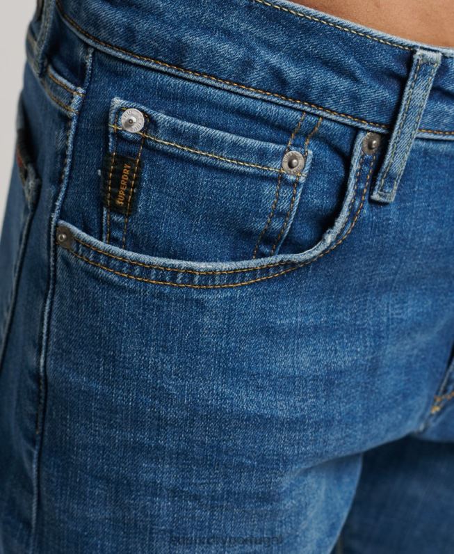 jeans finos de algodão orgânico homens azul claro roupas Superdry 2208H1220
