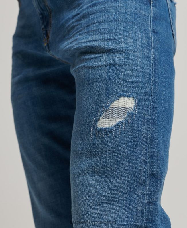 jeans finos de algodão orgânico homens azul claro roupas Superdry 2208H1220