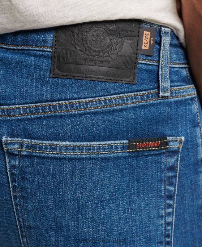 jeans finos de algodão orgânico homens azul claro roupas Superdry 2208H1220