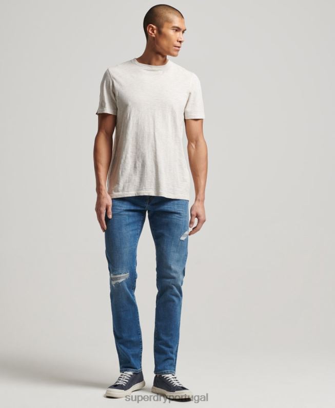 jeans finos de algodão orgânico homens azul claro roupas Superdry 2208H1220