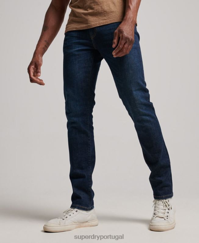 jeans finos de algodão orgânico homens azul roupas Superdry 2208H1224