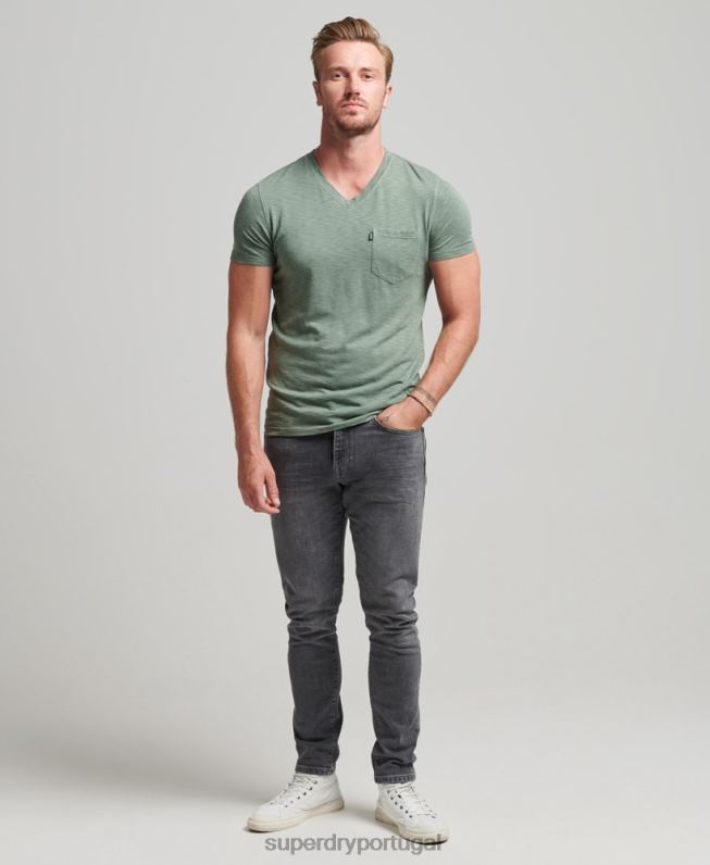 jeans finos de algodão orgânico homens cinza roupas Superdry 2208H1230