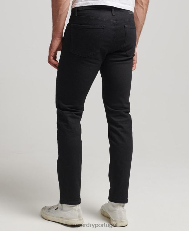 jeans finos de algodão orgânico homens preto roupas Superdry 2208H1212