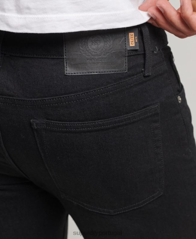 jeans finos de algodão orgânico homens preto roupas Superdry 2208H1212