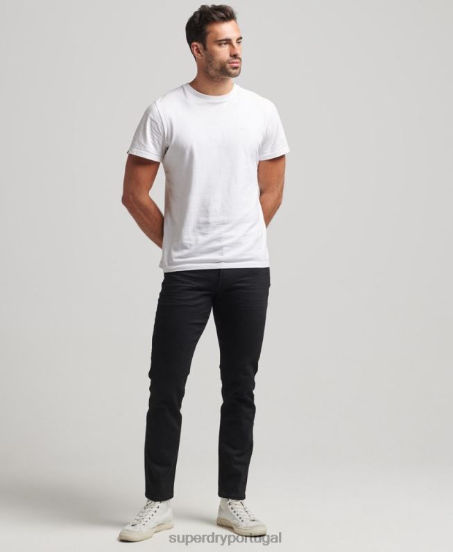 jeans finos de algodão orgânico homens preto roupas Superdry 2208H1212