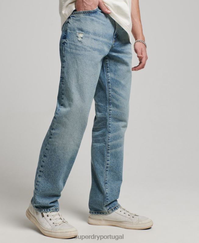 jeans retos de algodão orgânico homens azul claro roupas Superdry 2208H1231