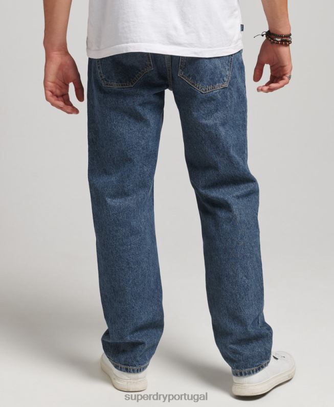 jeans retos de algodão orgânico homens azul escuro roupas Superdry 2208H1232