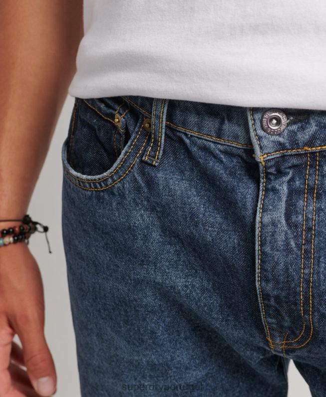 jeans retos de algodão orgânico homens azul escuro roupas Superdry 2208H1232