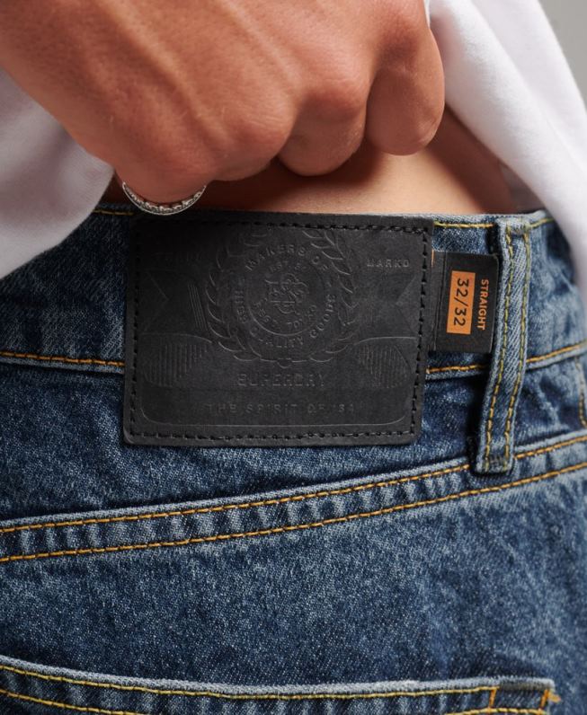 jeans retos de algodão orgânico homens azul escuro roupas Superdry 2208H1232