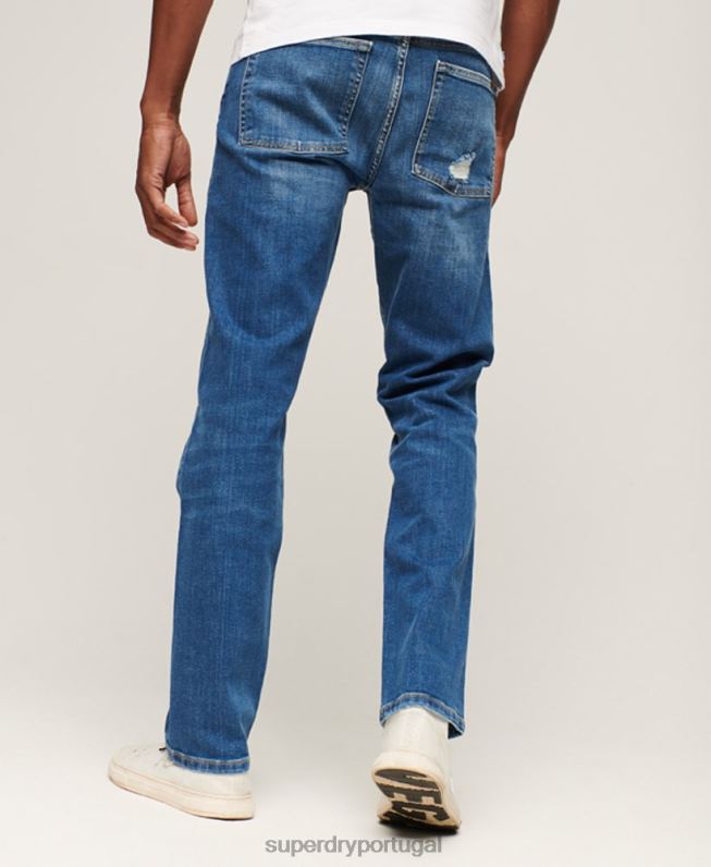 jeans retos finos de algodão orgânico homens azul roupas Superdry 2208H1214