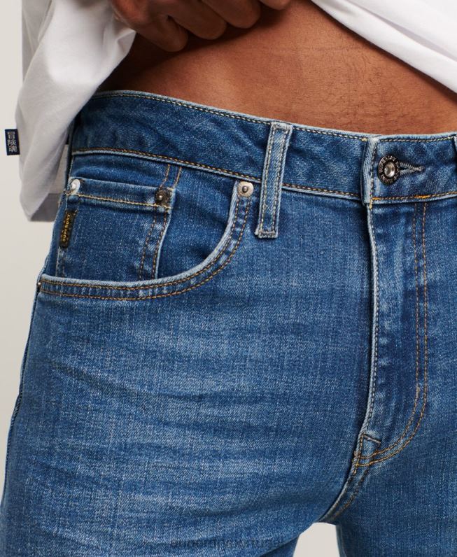 jeans retos finos de algodão orgânico homens azul roupas Superdry 2208H1214