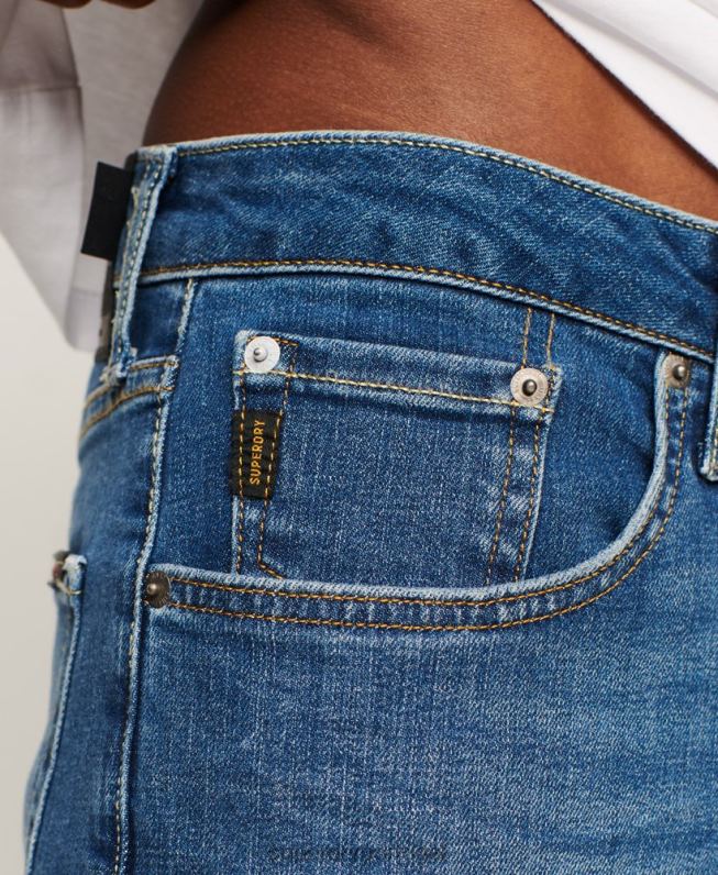 jeans retos finos de algodão orgânico homens azul roupas Superdry 2208H1214