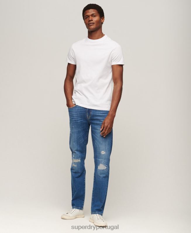 jeans retos finos de algodão orgânico homens azul roupas Superdry 2208H1214