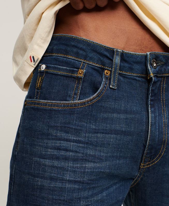 jeans retos finos de algodão orgânico homens azul roupas Superdry 2208H1225