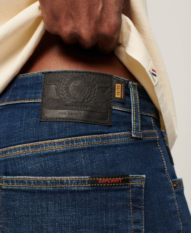 jeans retos finos de algodão orgânico homens azul roupas Superdry 2208H1225