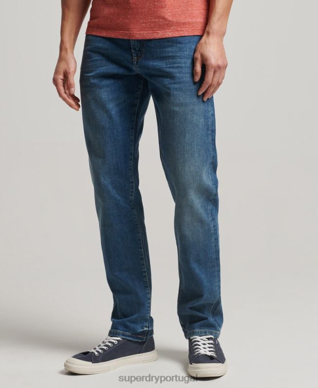 jeans retos finos de algodão orgânico homens azul roupas Superdry 2208H1229