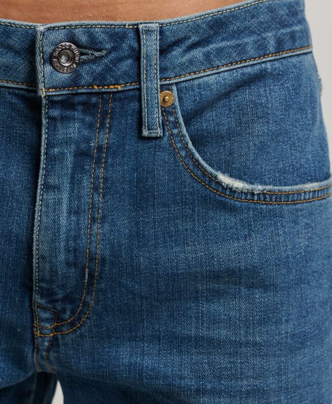 jeans retos finos de algodão orgânico homens azul roupas Superdry 2208H1229