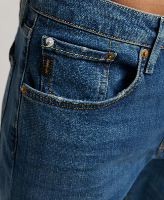 jeans retos finos de algodão orgânico homens azul roupas Superdry 2208H1229