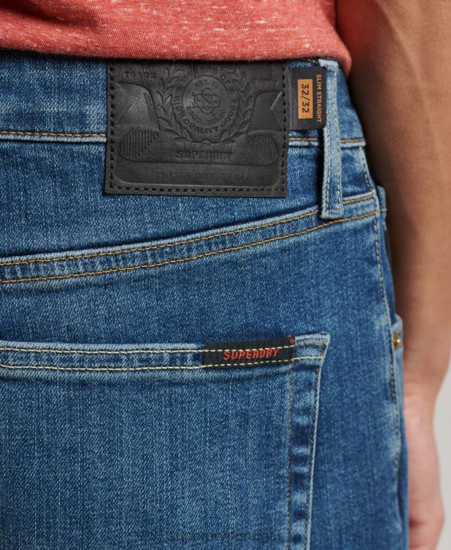 jeans retos finos de algodão orgânico homens azul roupas Superdry 2208H1229