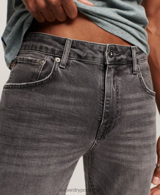 jeans retos finos de algodão orgânico homens cinza roupas Superdry 2208H1227